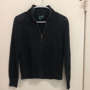 Navy blue cardigan full zippered front